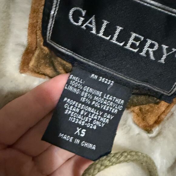 Y2K Brown Suede Fur Trim Lined Oversized Hooded Coat Womens Size XS Boho 70s - Picture 9 of 10